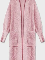 Dlhý plášť do dažďa s kapucňou z vlny alpaka, svetloružový (M105)