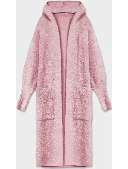 růžový dlouhý vlněný přehoz přes oblečení typu alpaka s kapucí model 18028441 - MADE IN ITALY růžový dlouhý vlněný přehoz přes oblečení typu alpaka s kapucí model 18028441 - MADE IN ITALY