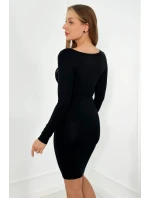 Pletené šaty so zlatým zirkónovým motívom čierne