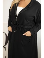 Dámska bavlnená mikina s kapucňou a vreckami v čiernej farbe