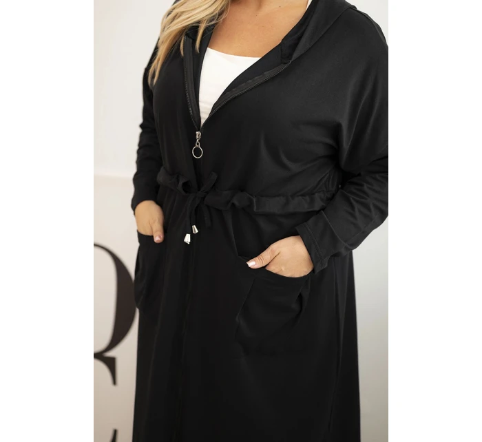 Dámska bavlnená mikina s kapucňou a vreckami v čiernej farbe