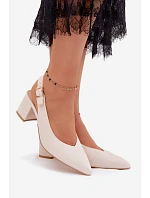 Dámske sandále na podpätku Zazoo 1122 light beige
