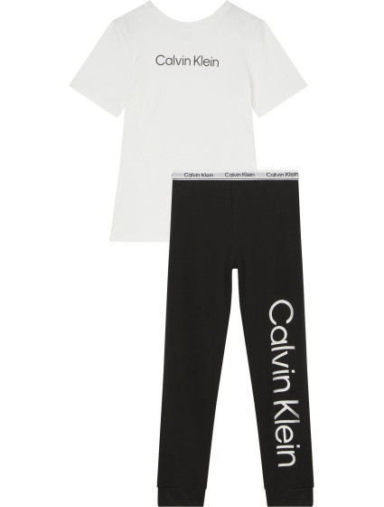 Detské pyžamo Unisex Pyjama Set Modern Cotton KK0KK000910W0 biela/čierna - Calvin Klein