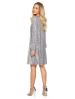 Šaty áčkového strihu M715 strieborné - Moe
