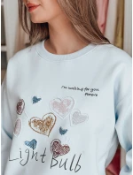 Dámska nadrozmerná mikina so srdiečkami PINKNOTE modrá FashionStreet BY1502