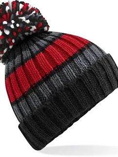 Beechfield B 392 Pletená čiapka s pruhmi „Hygge“ 53.0392 black cherry