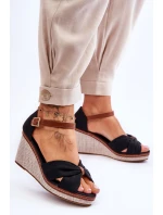 Sandały Damskie Na Koturnie Czarne Daphne Sandały Damskie Na Koturnie Czarne Daphne