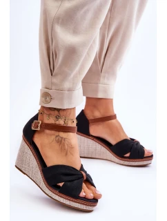 Sandały Damskie Na Koturnie Czarne Daphne