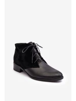 Modne Damskie Sznurowane Botki Czarne Kefora Modne Damskie Sznurowane Botki Czarne Kefora