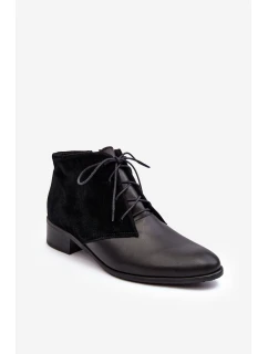 Modne Damskie Sznurowane Botki Czarne Kefora
