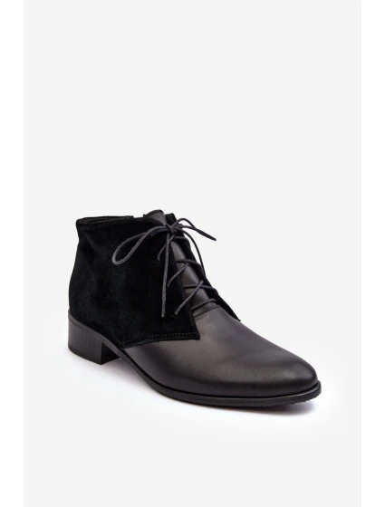 Modne Damskie Sznurowane Botki Czarne Kefora Modne Damskie Sznurowane Botki Czarne Kefora