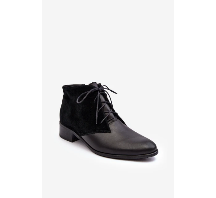 Modne Damskie Sznurowane Botki Czarne Kefora Modne Damskie Sznurowane Botki Czarne Kefora