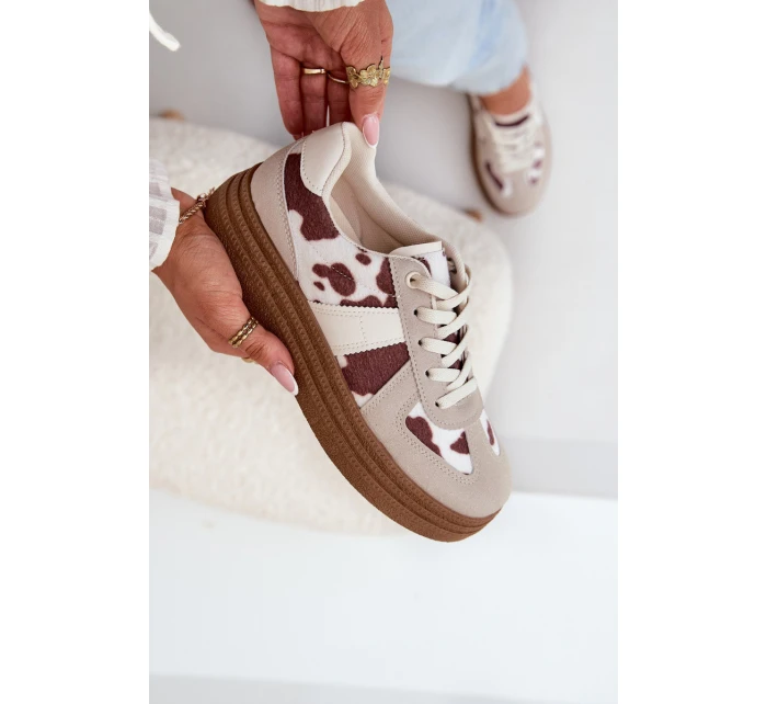 Dámské Tenisky Na Platformě S Vzorem Béžové model 21688270 - Boto Dámské Tenisky Na Platformě S Vzorem Béžové model 21688270 - Boto