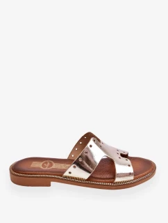 Dámske sandále s ozdobnými výrezmi zlaté Emily