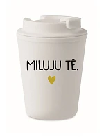 MILUJU TĚ. - bílý termohrnek 300 ml MILUJU TĚ. - bílý termohrnek 300 ml