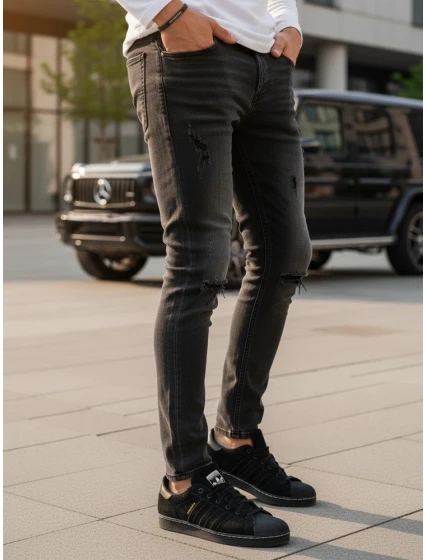 Pánske čierne nohavice FashionStreet UX3823