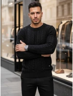 Pánsky čierny sveter FashionStreet WX1926 Pánsky čierny sveter FashionStreet WX1926
