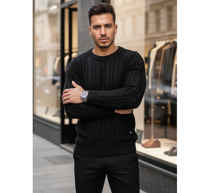 Pánsky čierny sveter FashionStreet WX1926 Pánsky čierny sveter FashionStreet WX1926