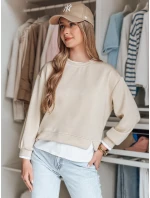 LUZZIO dámska oversize mikina svetlo béžová FashionStreet BY1384