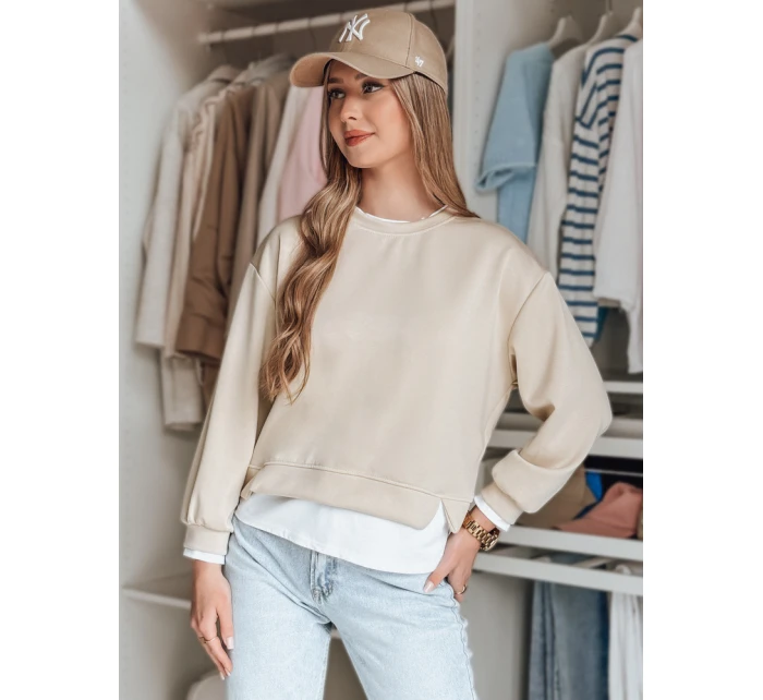 LUZZIO dámska oversize mikina svetlo béžová FashionStreet BY1384