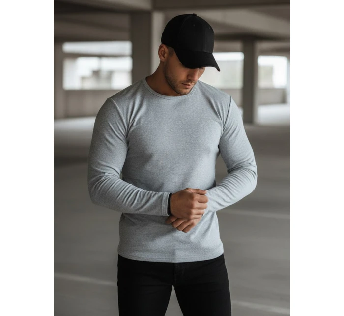 Pánské šedé tričko s dlouhým rukávem model 21994116 - Dstreet