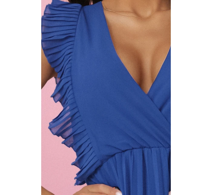 315-8 EMILY plisované šaty s volánmi a výstrihom - farba CHABRIEL 315-8 EMILY plisované šaty s volánmi a výstrihom - farba CHABRIEL