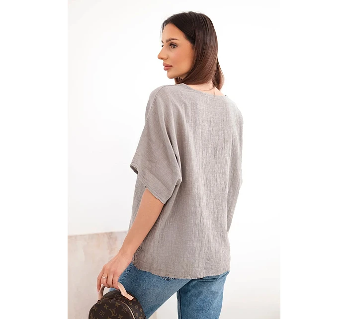 Dámska bavlnená oversize blúzka s krátkymi rukávmi Fango