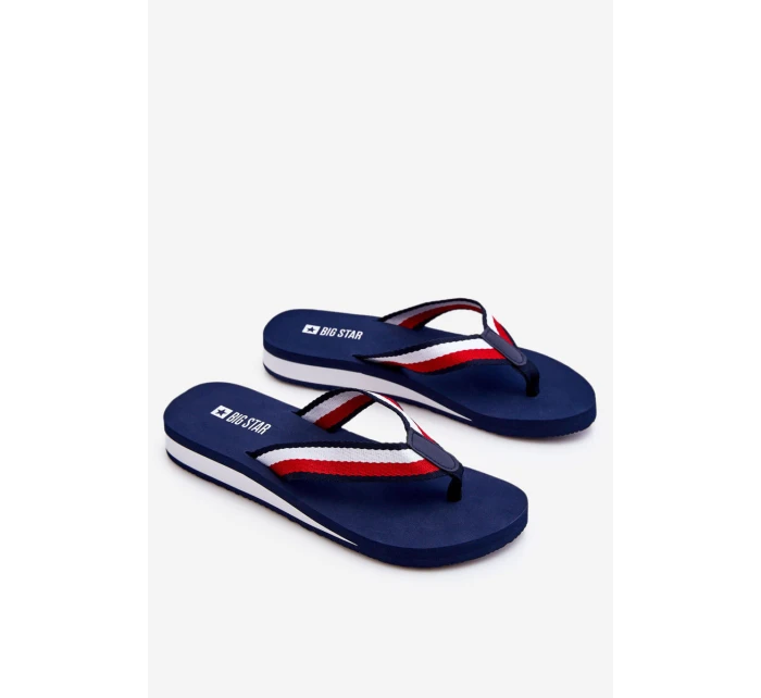 Damskie Klapki Japonki Na Platformie Big Star LL274779 Granatowe