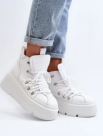 Zazoo 3416 Skórzane Damskie Buty Sportowe Białe