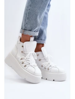 Zazoo 3416 Skórzane Damskie Buty Sportowe Białe