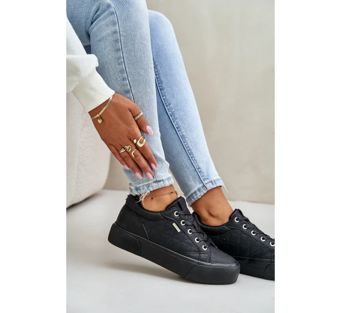 Trampki Damskie Na Platformie Ocieplane Big Star OO274A465 Czarne Trampki Damskie Na Platformie Ocieplane Big Star OO274A465 Czarne