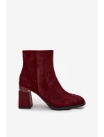 Botki Damskie Z Naturalnego Zamszu Na Słupku Ocieplane D&A CR52-718 Bordowe Botki Damskie Z Naturalnego Zamszu Na Słupku Ocieplane D&A CR52-718 Bordowe