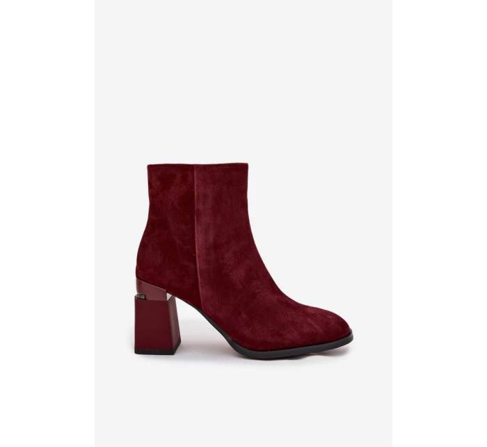 Botki Damskie Z Naturalnego Zamszu Na Słupku Ocieplane D&A CR52-718 Bordowe Botki Damskie Z Naturalnego Zamszu Na Słupku Ocieplane D&A CR52-718 Bordowe