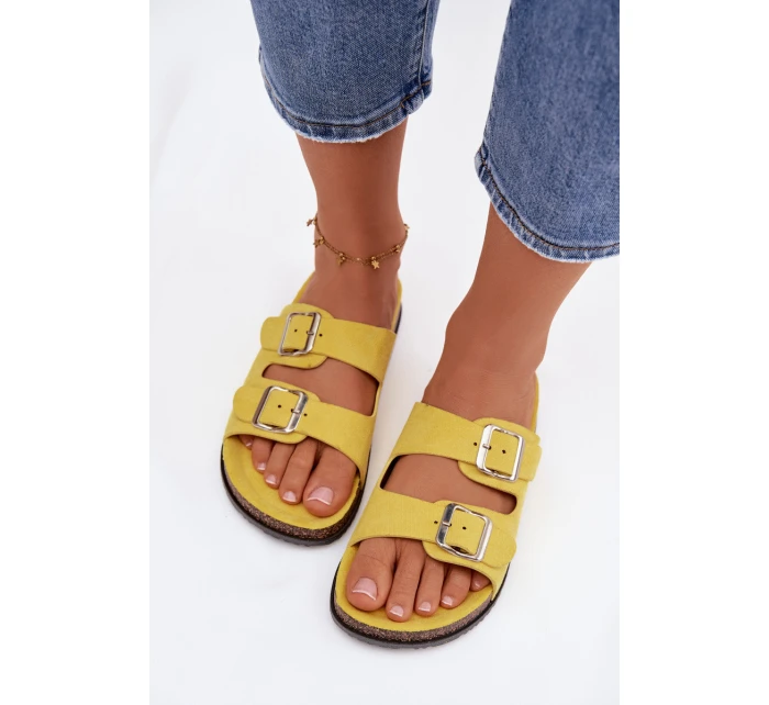 Dámské pantofle s přezkami Žluté Oliena