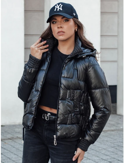 Dámská zimní bunda krátká prošívaná s kapucí černá Dstreet model 21980753 - FashionStreet