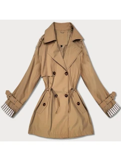 Krátky kabát Goodlookin s gombíkmi tmavo béžový (KK60415-4#)