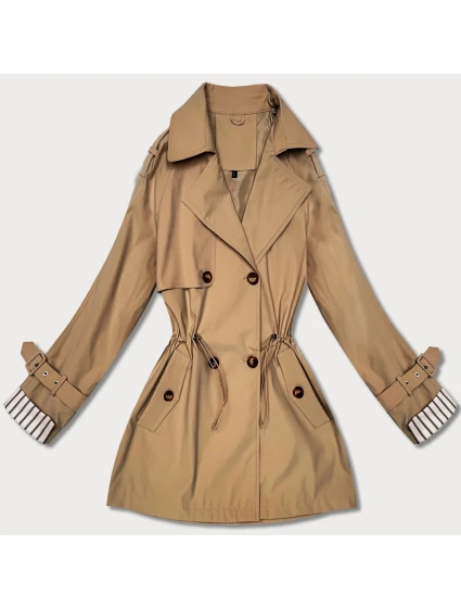 Krátky kabát Goodlookin s gombíkmi tmavo béžový (KK60415-4#)