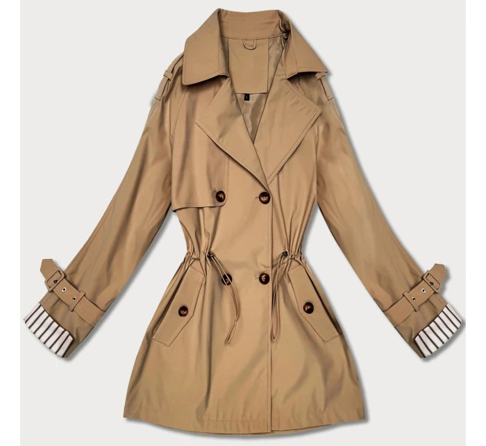 Krátky kabát Goodlookin s gombíkmi tmavo béžový (KK60415-4#)