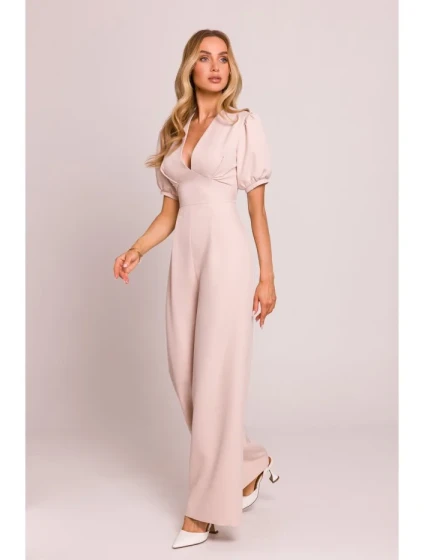 model 20970728 Kombinéza s puff rukávy světle béžová - Moe