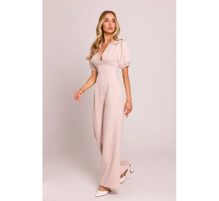 model 20970728 Kombinéza s puff rukávy světle béžová - Moe
