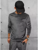 Pánska sivá velúrová mikina FashionStreet BX5533