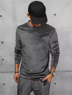 Pánska sivá velúrová mikina FashionStreet BX5533