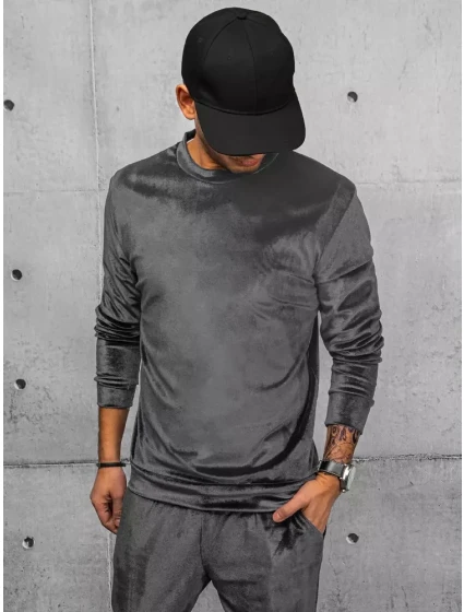 Pánska sivá velúrová mikina FashionStreet BX5533