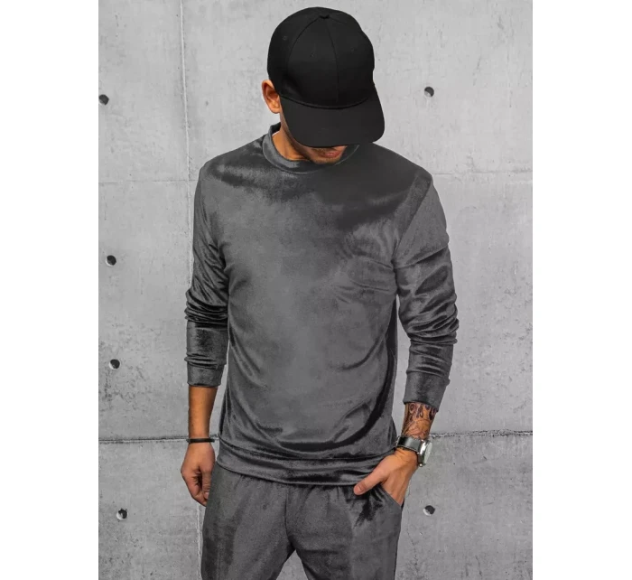 Pánska sivá velúrová mikina FashionStreet BX5533