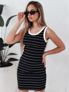 Dámske pruhované mini šaty PREFAB black FashionStreet EY2578
