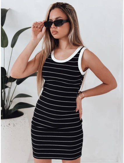 Dámske pruhované mini šaty PREFAB black FashionStreet EY2578