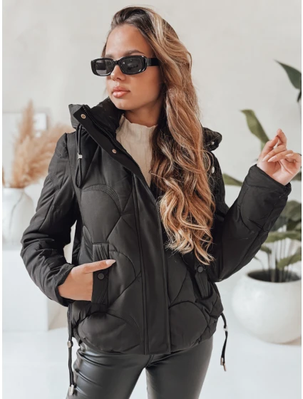 Dámska zimná bunda LOVEWARM krátka prešívaná s kapucňou čierna FashionStreet TY5039 Dámska zimná bunda LOVEWARM krátka prešívaná s kapucňou čierna FashionStreet TY5039