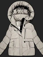 Dámska páperová bunda s kapucňou S'West light beige (B8529-46)