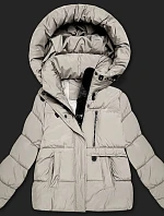 Dámska páperová bunda s kapucňou S'West light beige (B8529-46)
