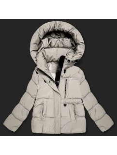 Dámska páperová bunda s kapucňou S'West light beige (B8529-46)